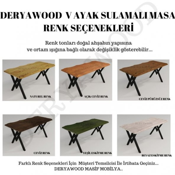 Deryawood Masif Ahşap Laurus Sulamalı Mutfak Masası 70*100*76cm - 2