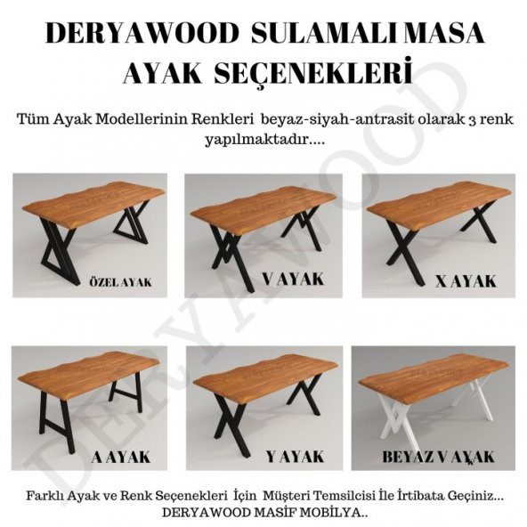 Deryawood Masif Ahşap Laurus Sulamalı Mutfak Masası 85*160*76cm