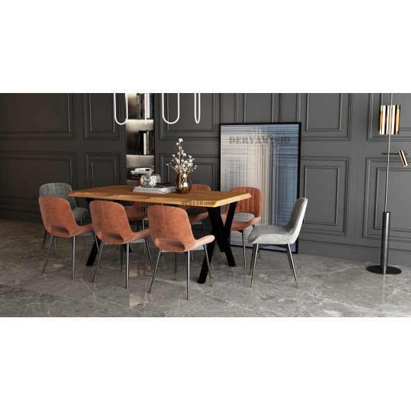 Deryawood Masif Ahşap Laurus Sulamalı Yemek Masası 85x180x76cm - 5