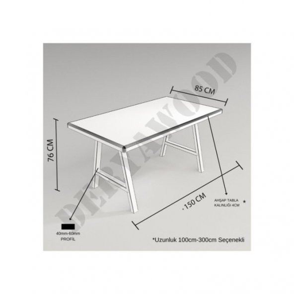 Deryawood Masif Ahşap Agena Mutfak Masası 60*120*76 Cm - Resim 5