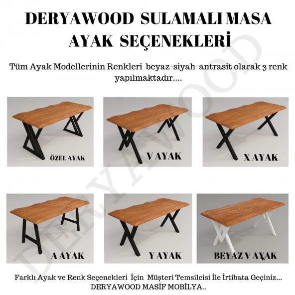Deryawood Masif Ahşap Atair Sulamalı Mutfak Masası 85*200*76cm - 2