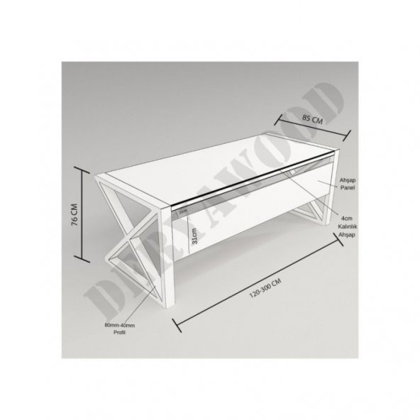 Silver Ahşap Çalışma Masası 180x85x76 Cm-ön Ahşap-antrasit Renk Ayak - 2