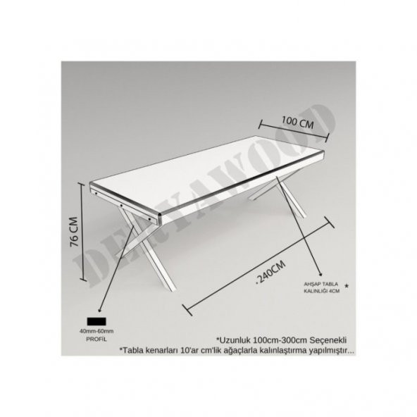 Deryawood Masif Ahşap Sirius Toplantı Masası 110*280*76 Cm - 5