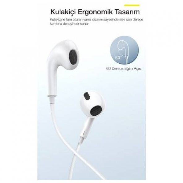 Baseus HD Mikrofonlu Kulakiçi Kablolu Type-C Kulaklık 20Hz-20kHz Hareketli Bobin  Type-C Kulaklık - 4