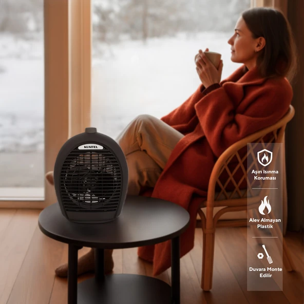KUMTEL Fanlı Isıtıcı 2000 W LX-6331 Füme - 5