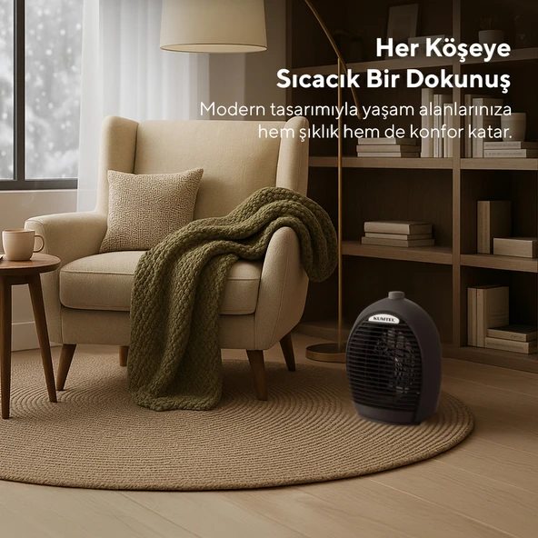 KUMTEL Fanlı Isıtıcı 2000 W LX-6331 Füme - 6