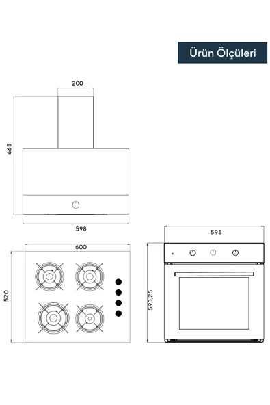 KUMTEL Home Siyah Cam Ankastre Set - Resim 5