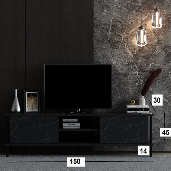 BMdekor TV Sehpası Afra Retro Gümüş 150 cm - 3