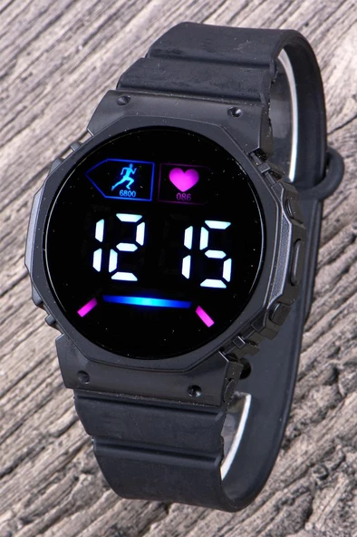 Kadın Saati Siyah Kordon Pembe İç Tasarım Led Watch Genç Kol Saati (Akıllı Saat Değildir!) ST-304374 - 5