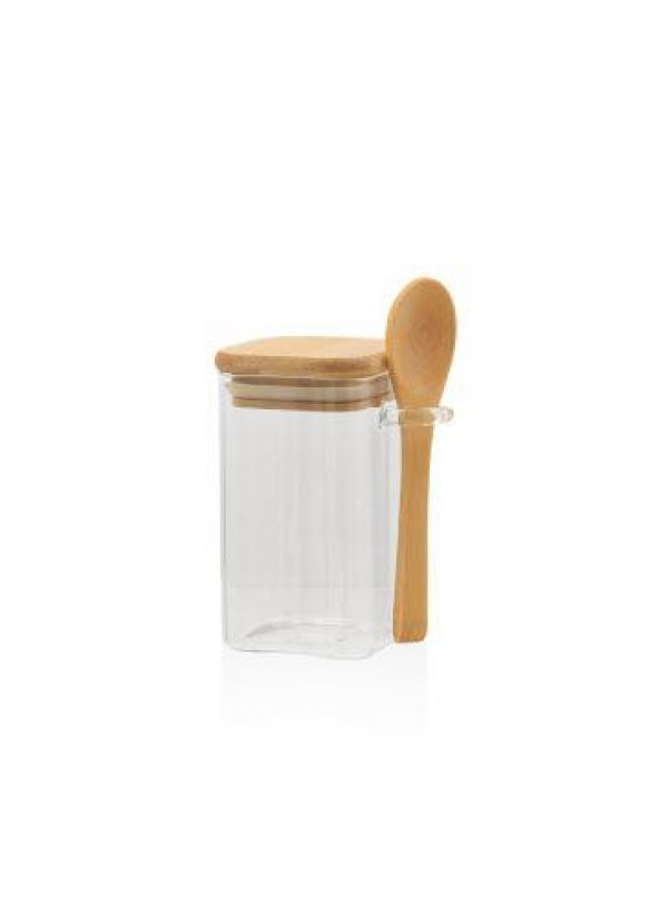 THE MİA BAMBU KAŞIKLI CAM KAVANOZ KARE 250 CC