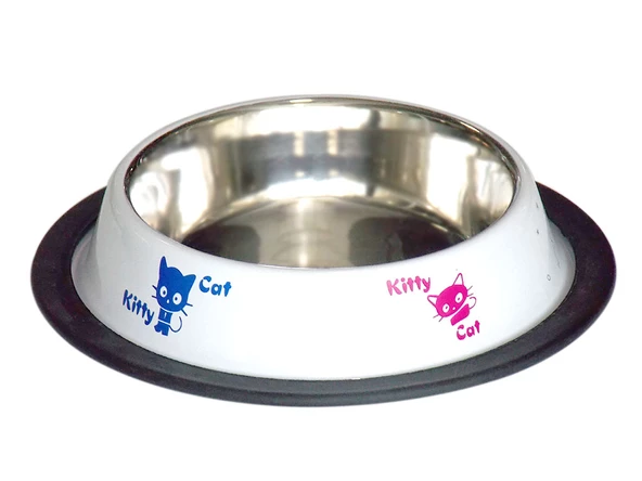 TOMMY KEDİ DESENLİ ÇELİK MAMA KABI BEYAZ 8 OZ 0.24 L - 2