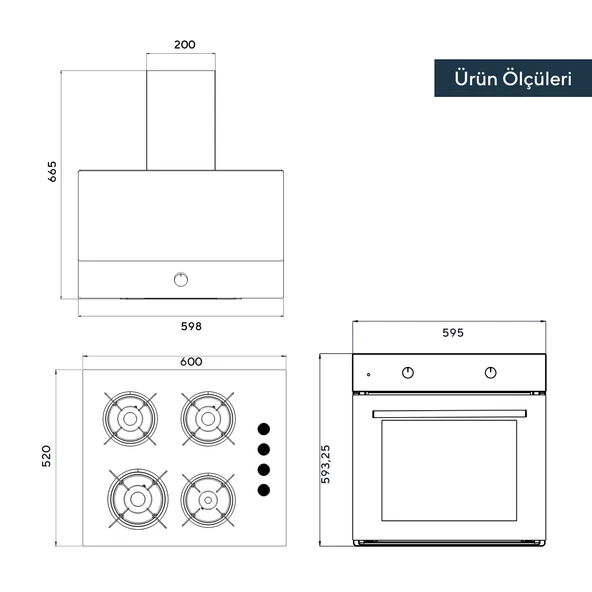 Black Still Button 3Lü Ankastre Set - 5