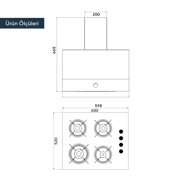 KUMTEL Beyaz 2li Ankastre Cam Set (Ocak-Davlumbaz) - 2