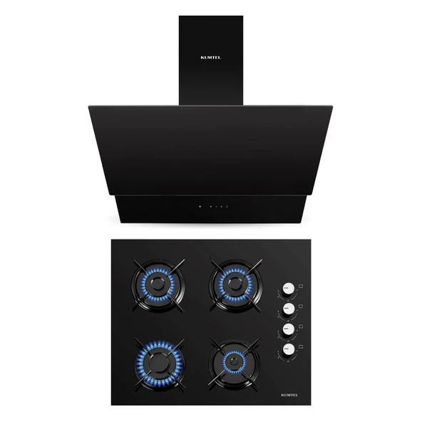 KUMTEL Siyah 2 li Set (Ocak-Dokunmatik Davlumbaz)