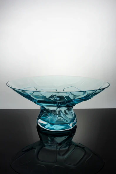 Paşabahçe Denizlicam El İmalatı Kristal Turkuaz Oval Desenli Kase 1027819 23563 ürün görseli 1