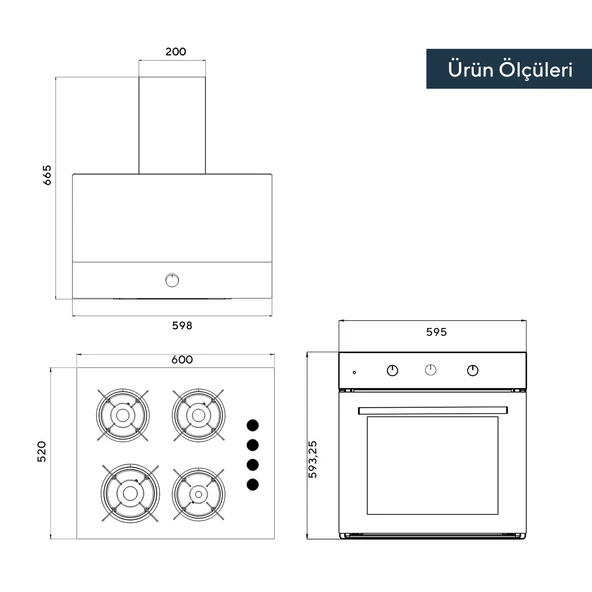 KUMTEL Dizayn Beyaz Cam Ankastre Set - 5