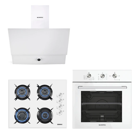 KUMTEL Dizayn Beyaz Cam Ankastre Set