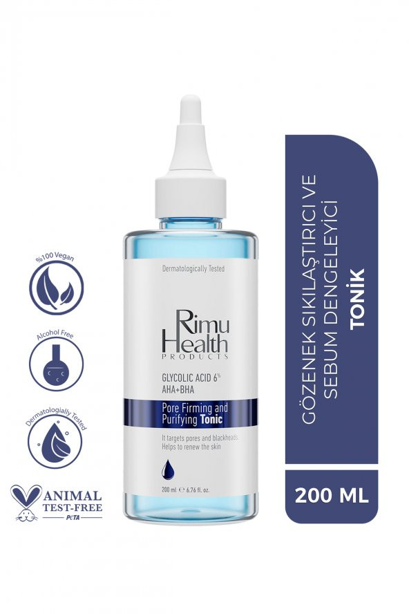 Rimu Health Gözenek Sıkılaştırıcı, Arındırıcı Ve Canlandırıcı Yüz Bakım Toniği (GLYCOLİC ACİD - AHA)