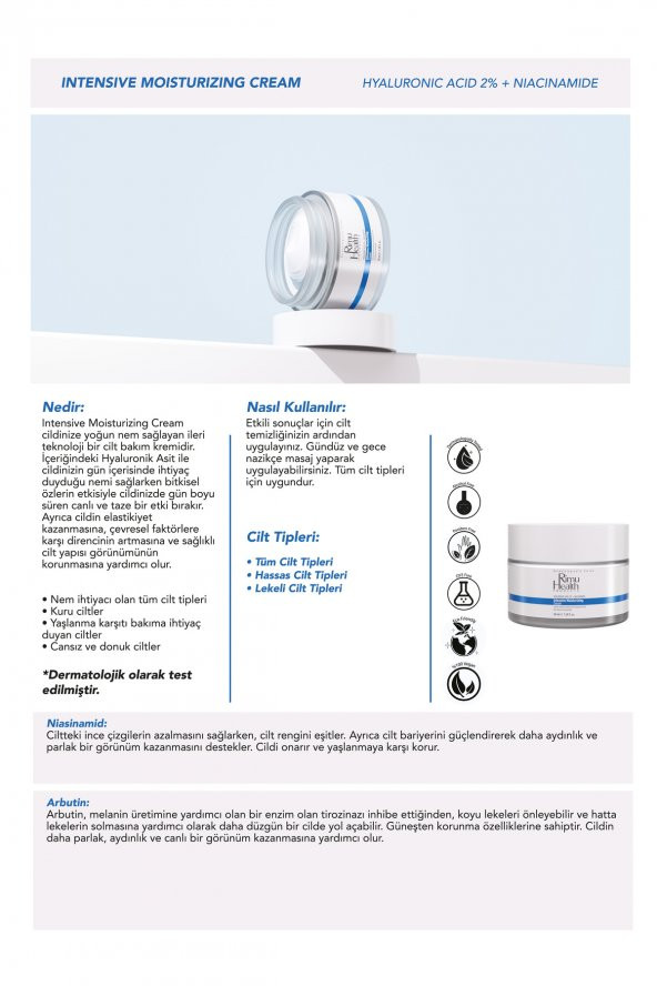 Rimu Health Cilt Tonu Eşitleyici Ve Yoğun Nemlendirici Yüz Kremi 50 Ml( Hyaluronic Acid - Niacinamide ) Rm000108 - 3