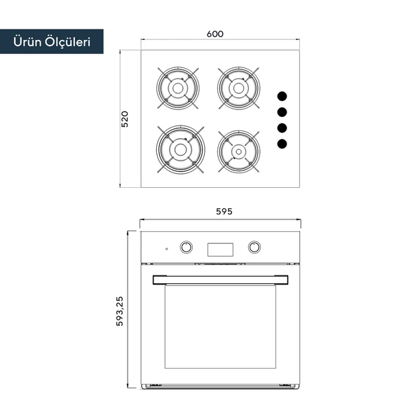 Kumtel Beyaz 2 li Set  Fırın-Ocak - 4