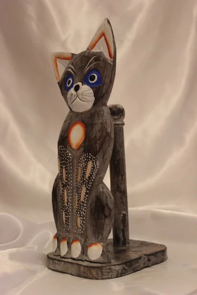 Peçetelik Kağıt Havluluk Kedi Figürlü Açık Gri - Resim 2