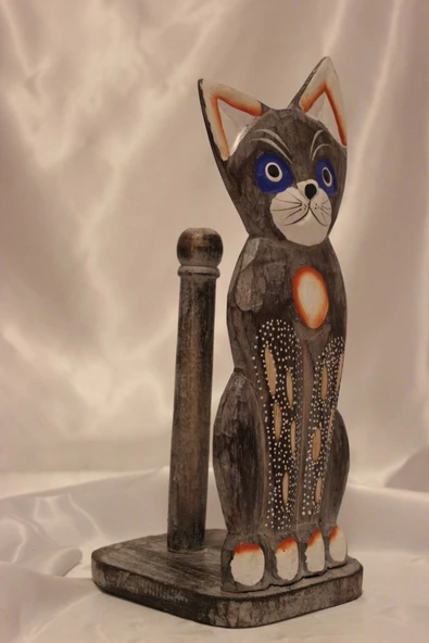 Peçetelik Kağıt Havluluk Kedi Figürlü Açık Gri - Resim 6