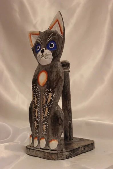 Peçetelik Kağıt Havluluk Kedi Figürlü Açık Gri - Resim 7