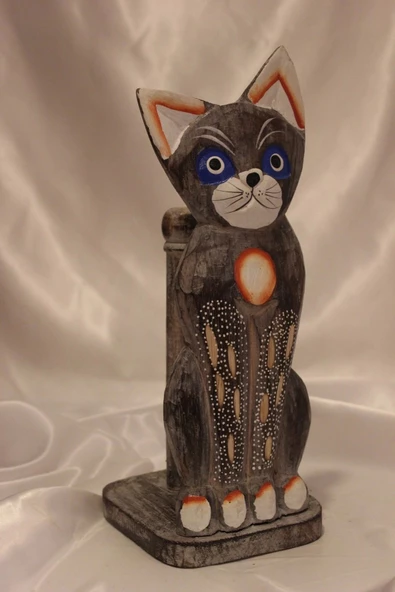 Peçetelik Kağıt Havluluk Kedi Figürlü Açık Gri - Resim 8