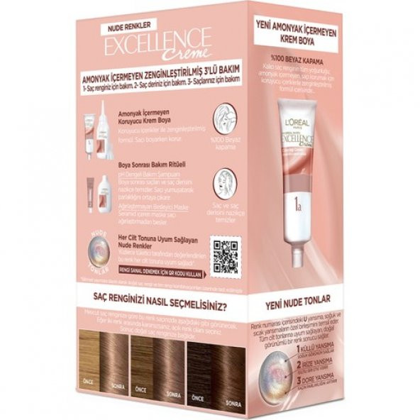 L’oréal Paris Excellence Creme Nude Renkler Saç Boyası – 4u Nude Kahve - 2