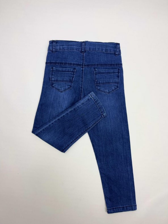 Erkek Çocuk Düz Kemerli Mavi Kot Pantolon (Bir beden büyük almanız tavsiye edilir.) - 3