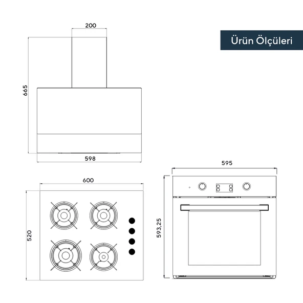 Kumtel Antrasit ( Gri ) Cam Digital  Dokunmatik Ankastre Set - 8 Prog - 5