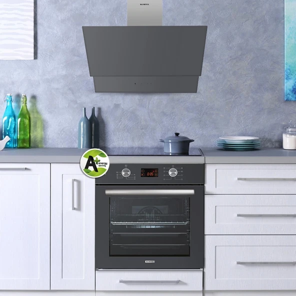 KUMTEL Antrasit (Gri)  Dokunmatik Cam Davlumbaz DA6-835 - 2