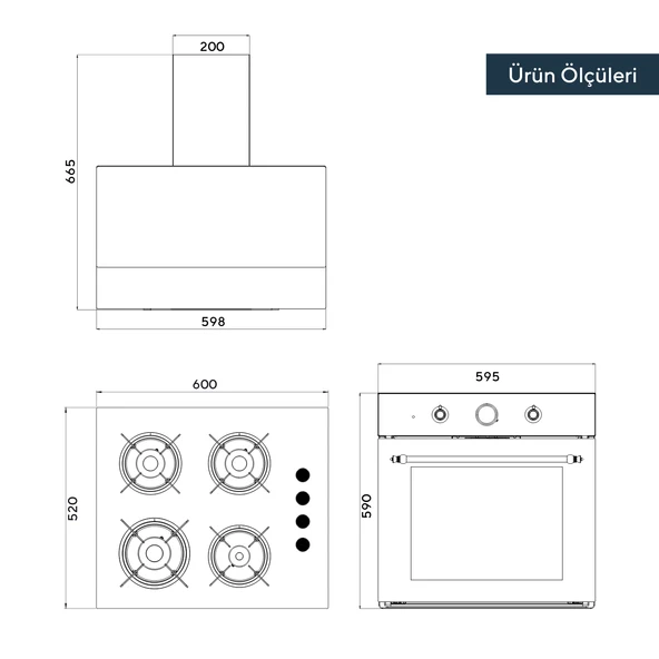 Kumtel Rustik Bej Cam Ankastre Set - 5
