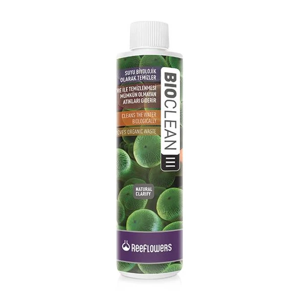 Reeflowers BioClean III 85 ml. Skt:06/2026 Su Temizleyici Tatlı ve Tuzlu akvaryumları için Suyu Biyolojik Olarak Temizler ürün görseli