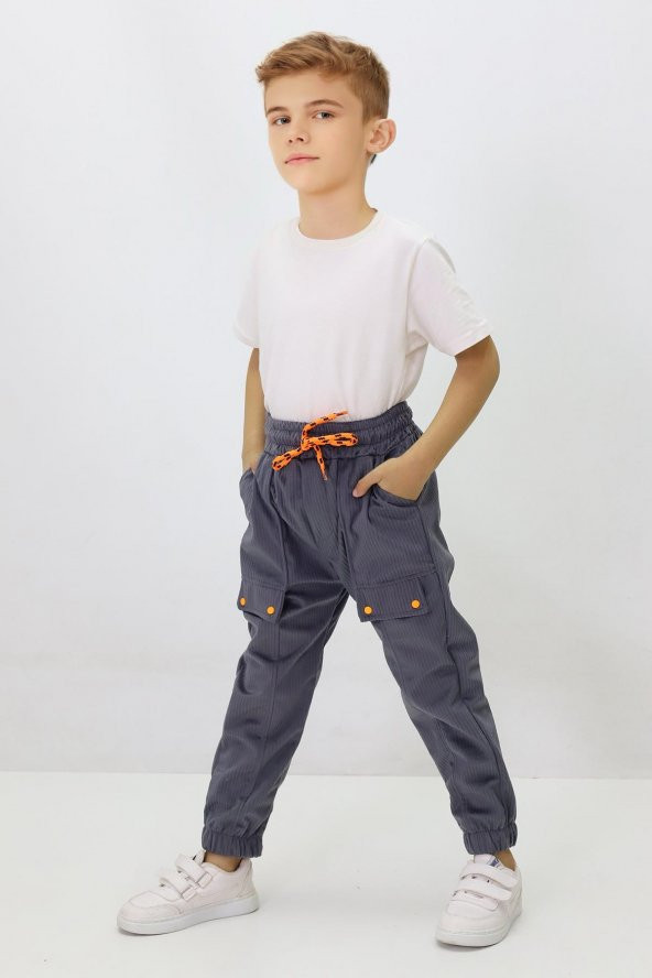 Erkek Çocuk Yapıştırma Cepli Kadife Pantolon - 2