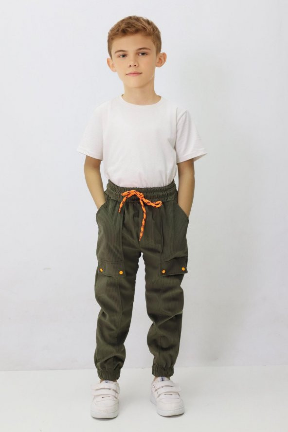 Erkek Çocuk Yapıştırma Cepli Kadife Pantolon - 11