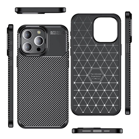 Vendas iPhone 15 Pro Uyumlu Deep Dizayn Auto Focus Tasarımlı Karbon Dizayn Kılıf - 8