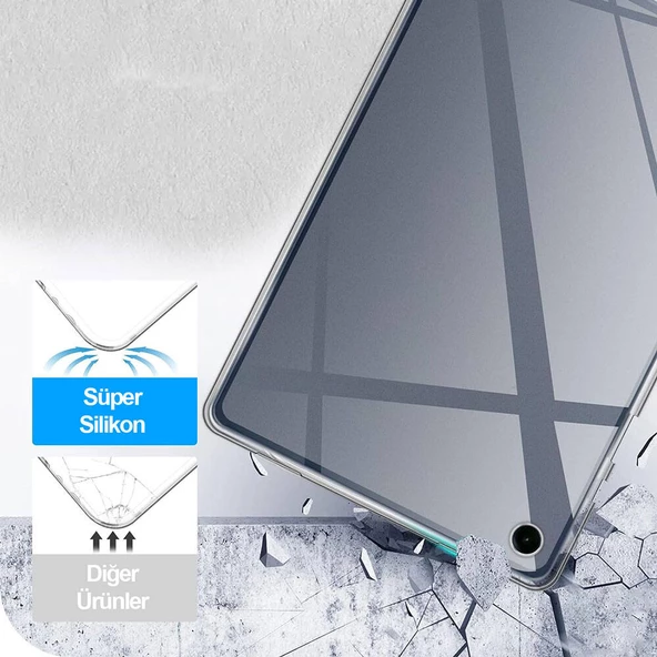 Vendas Samsung Galaxy Tab A9 Plus Uyumlu Şeffaf Süper Silikon Tablet Kılıfı - 11