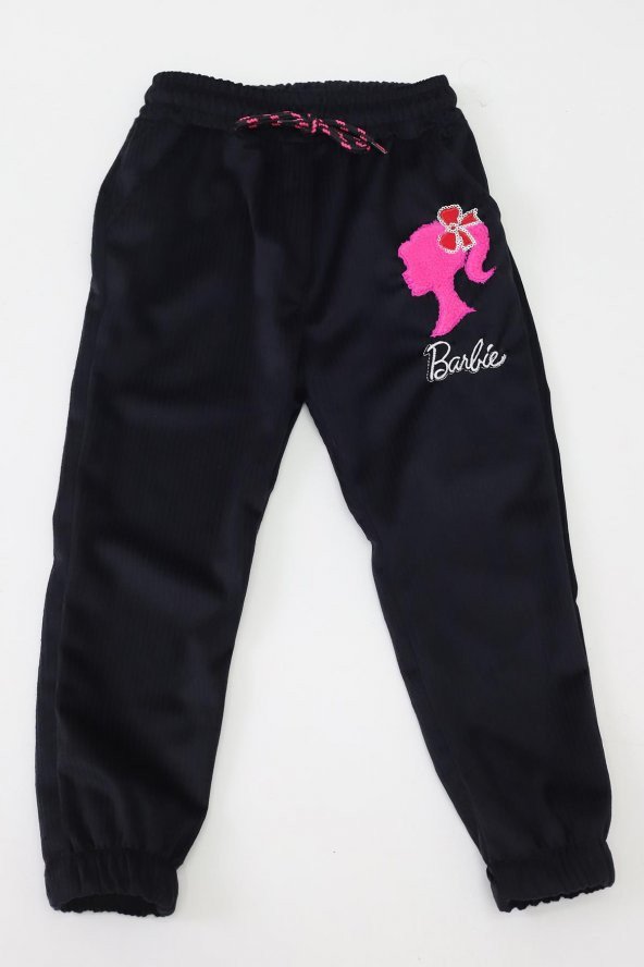 Kız Çocuk Barbie Nakışlı Kadife Pantolon - 12