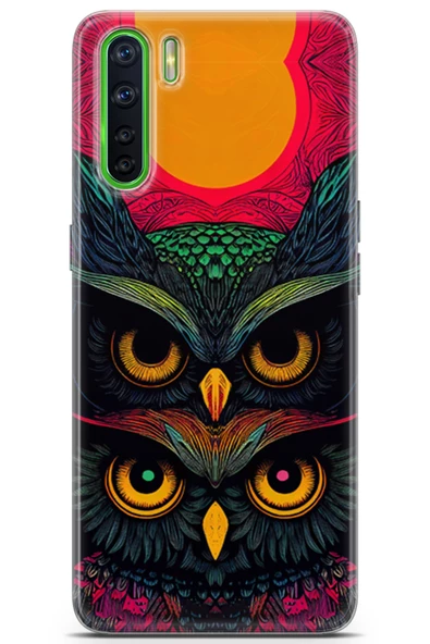 Oppo Reno 3 Uyumlu Kılıf Milano 16 Baykuş Mandalası Hediyelik Kılıf Sarı