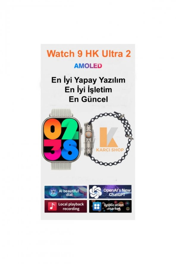 Wacht 8 Ultra 2 Apple iPhone 7 Uyumlu Akıllı Saat 49mm Bt Çağrı Destekli - 3