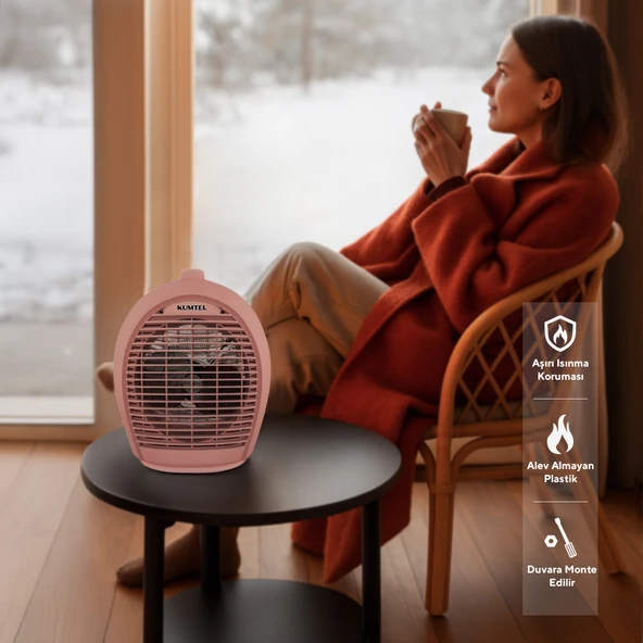 KUMTEL Fanlı Isıtıcı 2000 W LX-6331 Pembe - 5