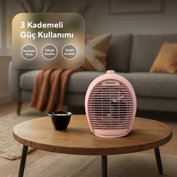 KUMTEL Fanlı Isıtıcı 2000 W LX-6331 Pembe - 4