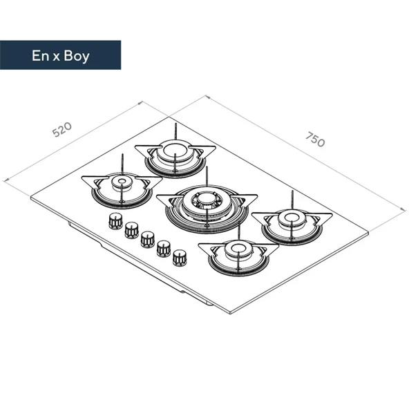 Kumtel Beyaz Cam Ankastre Ocak 5 li WOK Gözlü - 2