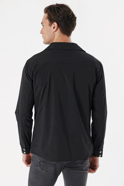 Slim Fit Çıt Çıt Kapamalı Yan Ve Üstten Kapak Cepli Astarlı İnce Baharlık Mont - 10