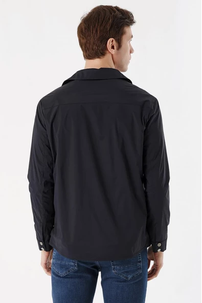 Slim Fit Çıt Çıt Kapamalı Yan Ve Üstten Kapak Cepli Astarlı İnce Baharlık Mont - 5
