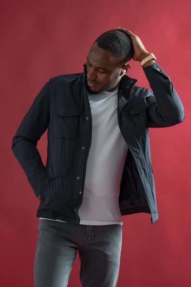 Slimfit Çıt Çıt Ve Fermuar Kapamalı Dik YakaYan Ve Üstten Kapak Cepli Astarlı İnce Baharlık Mont - 7