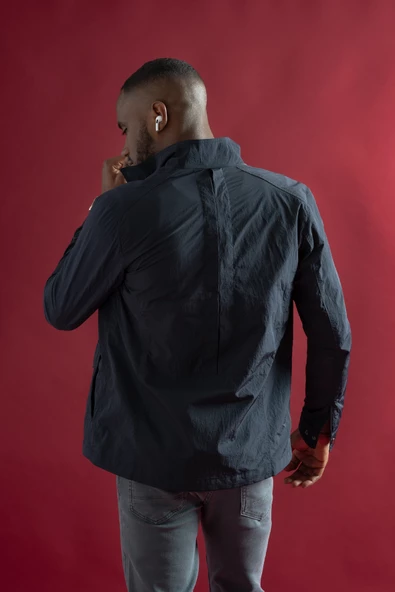 Slimfit Çıt Çıt Ve Fermuar Kapamalı Dik YakaYan Ve Üstten Kapak Cepli Astarlı İnce Baharlık Mont - 11