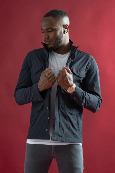 Slimfit Çıt Çıt Ve Fermuar Kapamalı Dik YakaYan Ve Üstten Kapak Cepli Astarlı İnce Baharlık Mont - 8