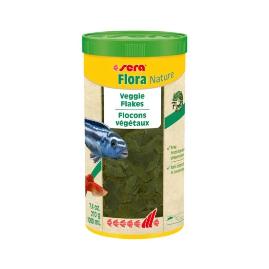 Sera Flora Nature 1000 ml  210 g Skt: 11/2026 Orjinal Kutusunda Bitkisel Pul Balık Yemi